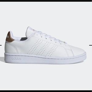 * Worn once * Adidas Sneakers Advantage Shoes Rose Gold Metallic Leather Shoe